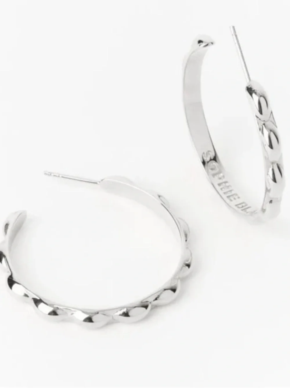 NIB Sophie Blake Selena Artisan 925 Silver 1” Sculptural Hoop Earrings